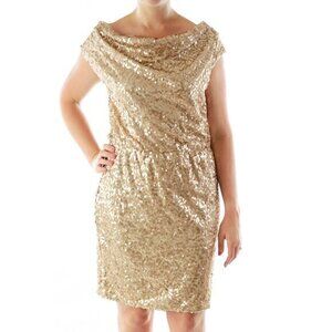 Eliza J. Gold Sequins Scoop Cocktail Dress Size 10